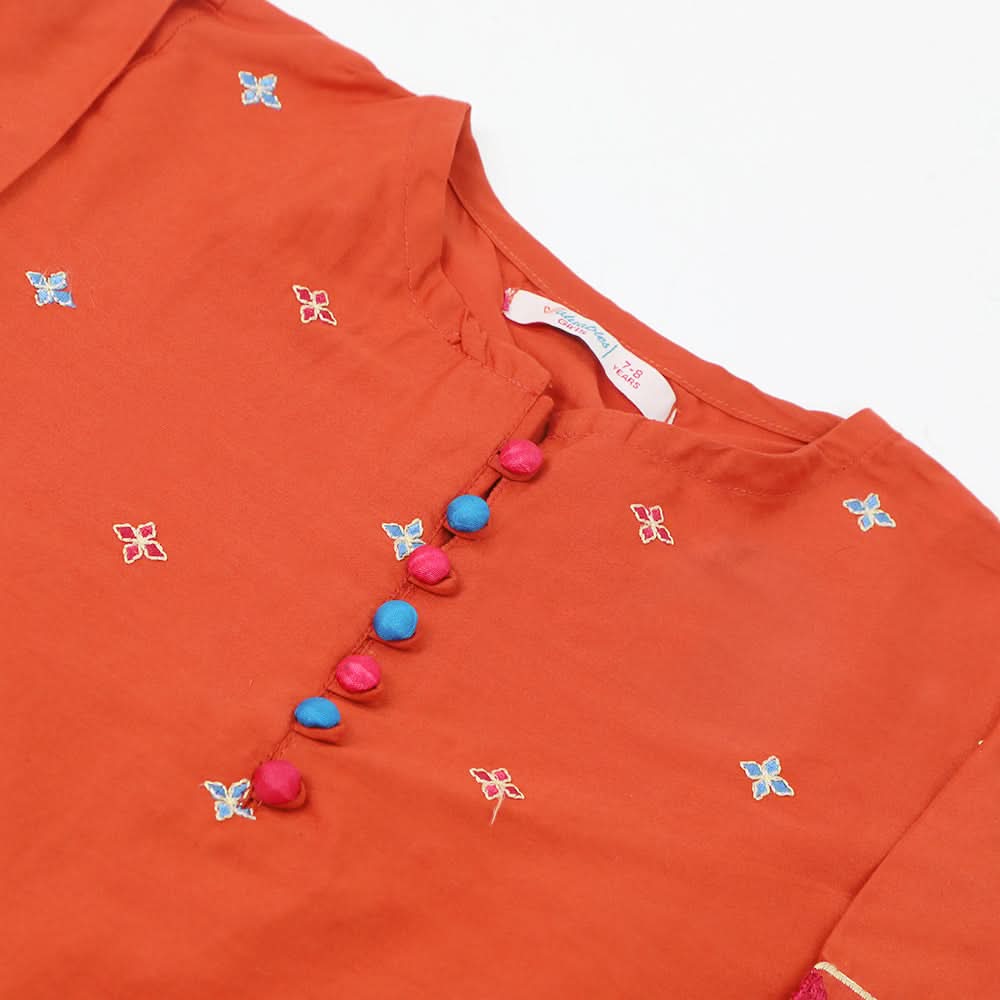 Girls Embroidered Shalwar Suit - Rust, Girls Shalwar Kameez, Chase Value, Chase Value