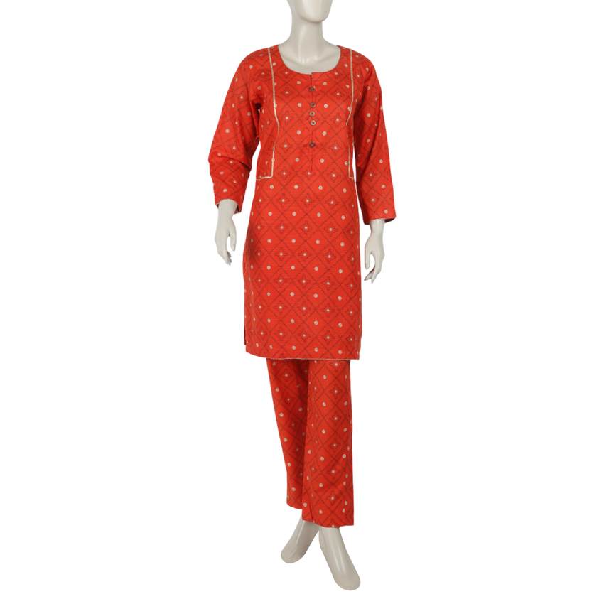 Women's Khaddar 2pcs Stitched Suit - Rust