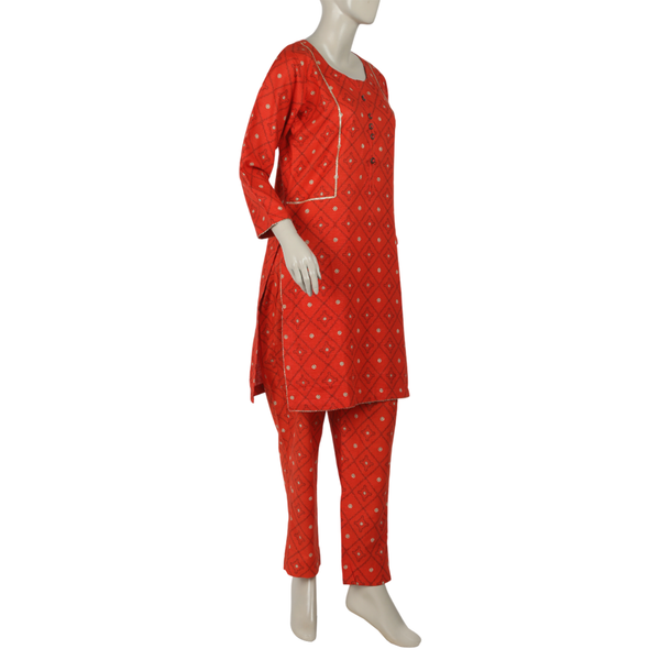 Women's Khaddar 2pcs Stitched Suit - Rust