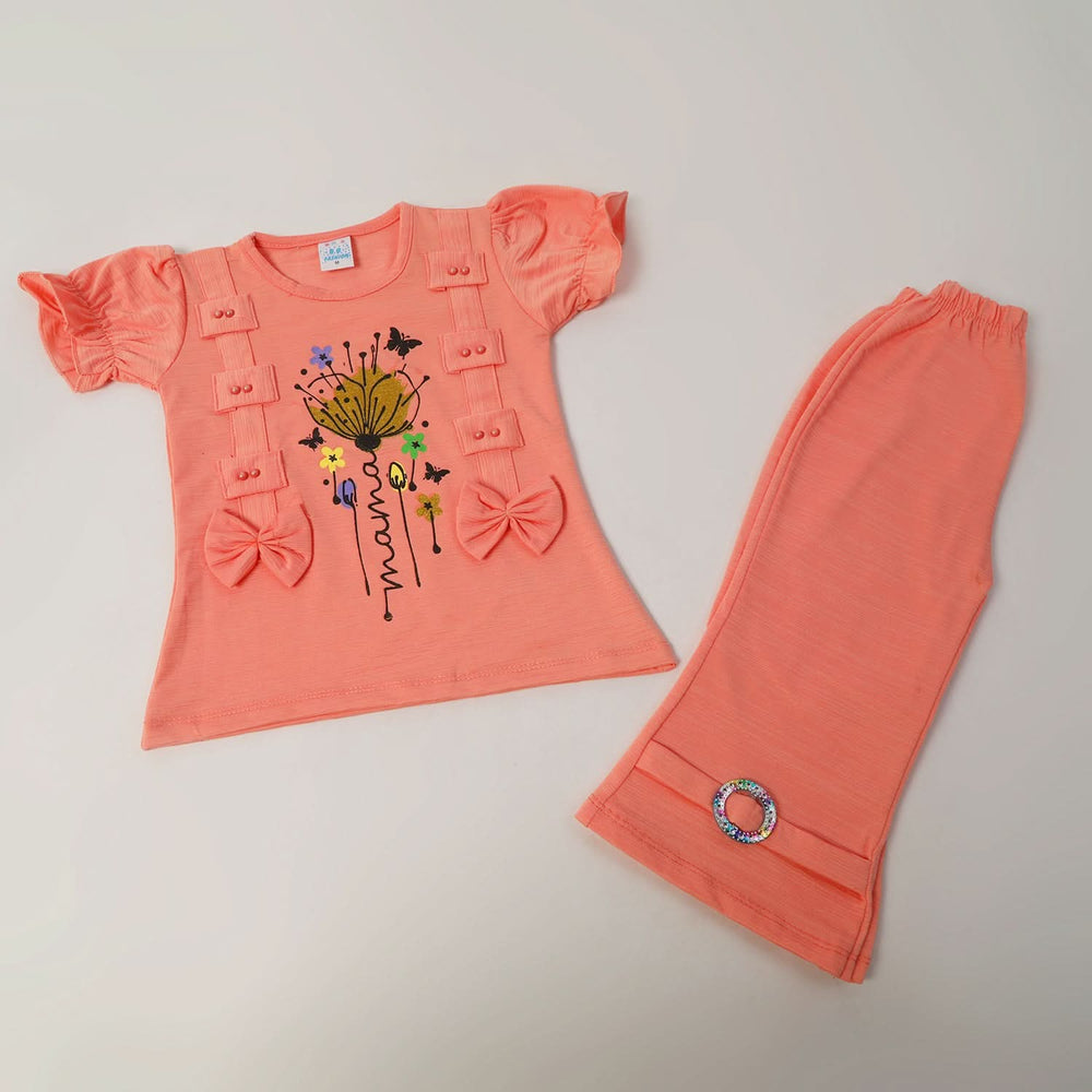 Girls Tight Half Sleeves Suit - Peach, Girls Suits, Chase Value, Chase Value