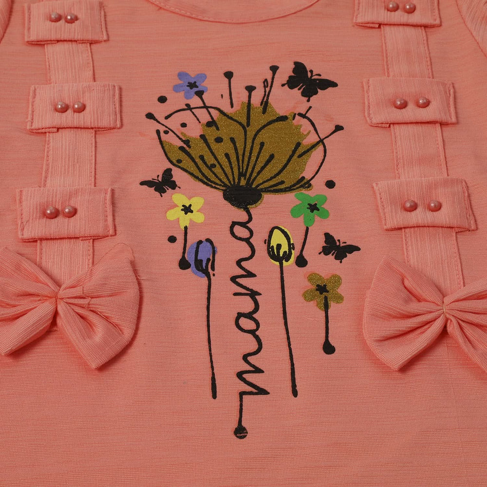 Girls Tight Half Sleeves Suit - Peach, Girls Suits, Chase Value, Chase Value