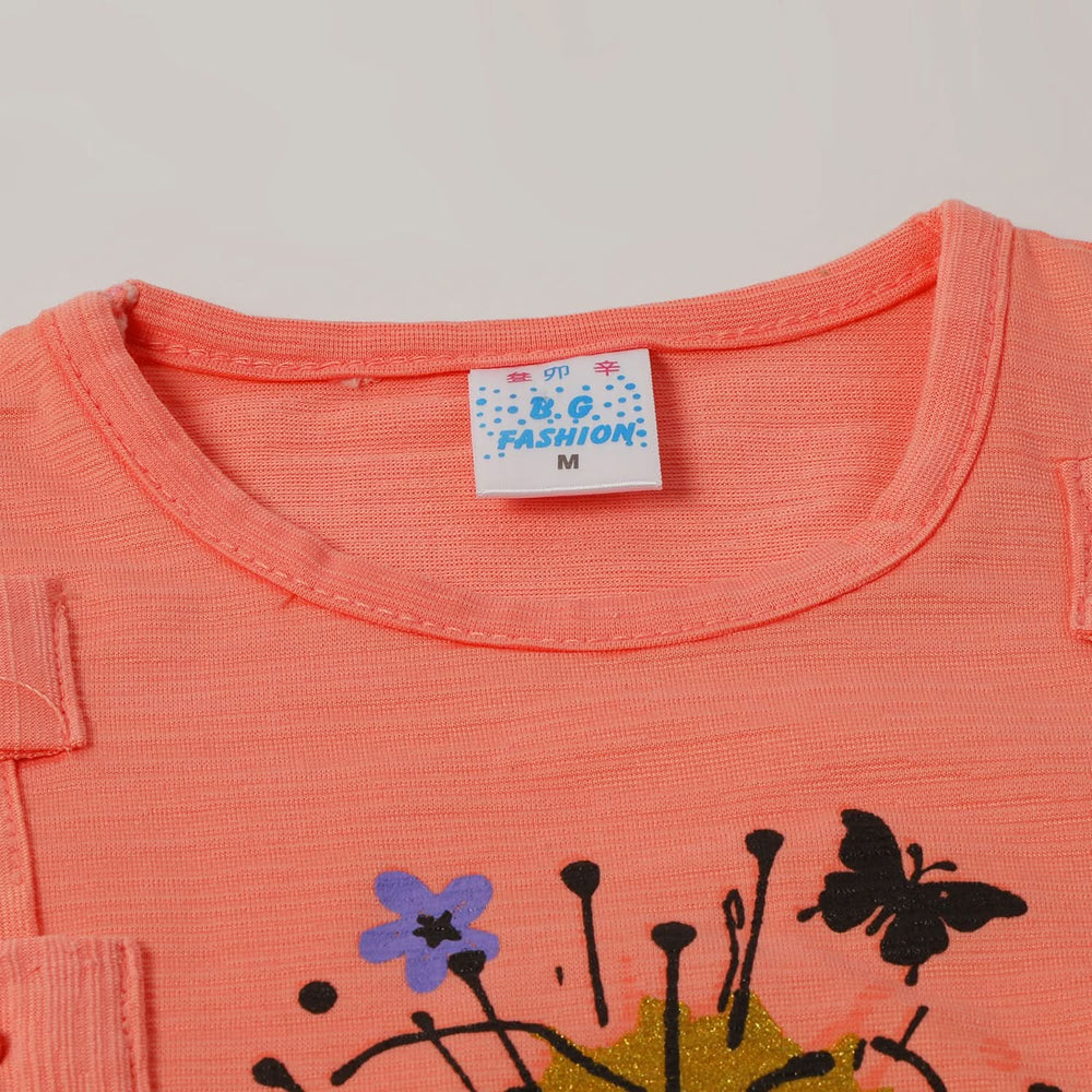 Girls Tight Half Sleeves Suit - Peach, Girls Suits, Chase Value, Chase Value