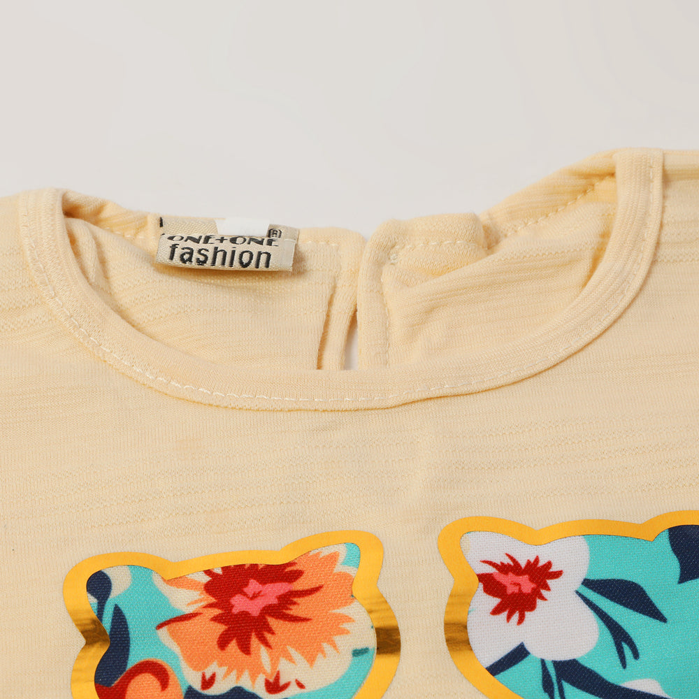 Girls Half Sleeves Skirt Suit - Fawn, Girls Suits, Chase Value, Chase Value