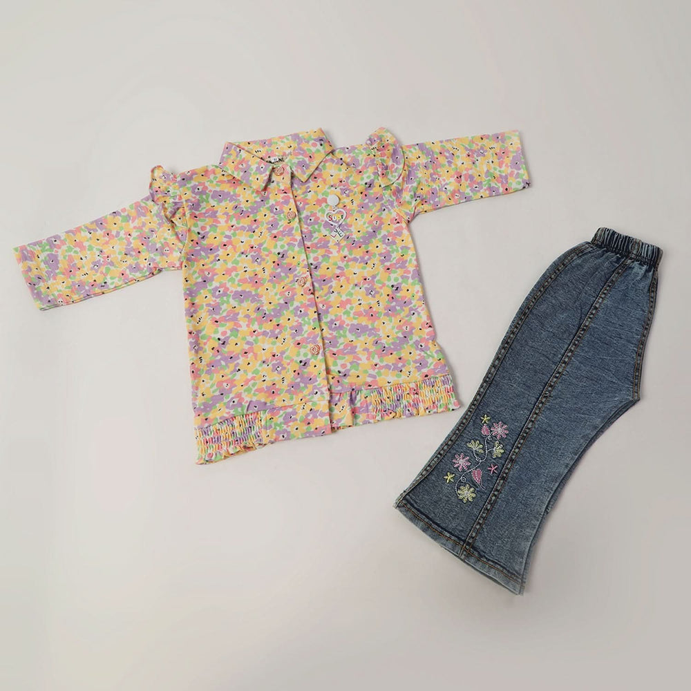 Girls Half Sleeves Pant Suit - Yellow, Girls Suits, Chase Value, Chase Value