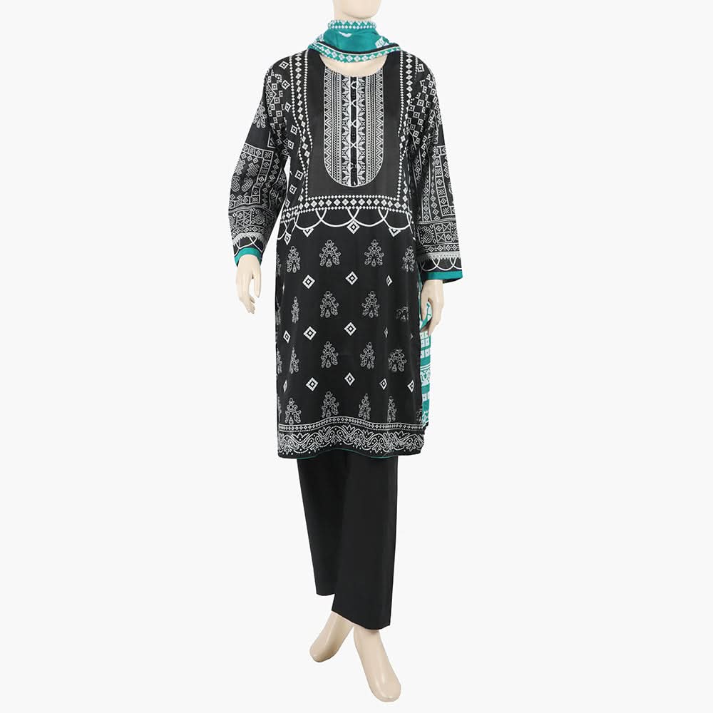Women's 3Pcs Suit - Black, Women Shalwar Suits, Chase Value, Chase Value