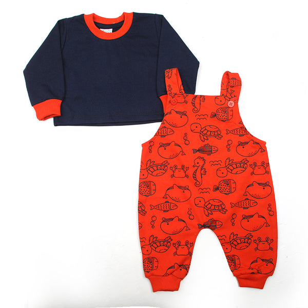 Newborn Boys Full Sleeves Romper - Orange