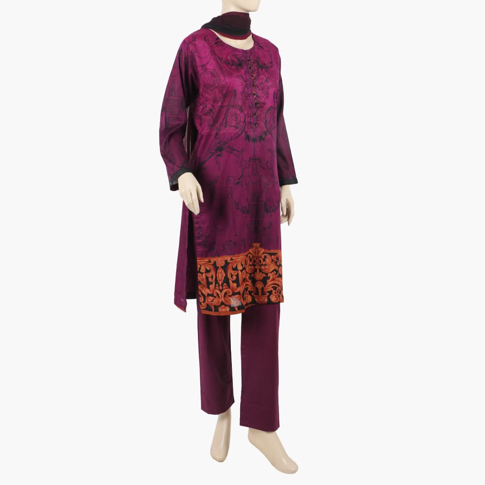 Women's 3Pcs Suit - Purple, Women Shalwar Suits, Chase Value, Chase Value