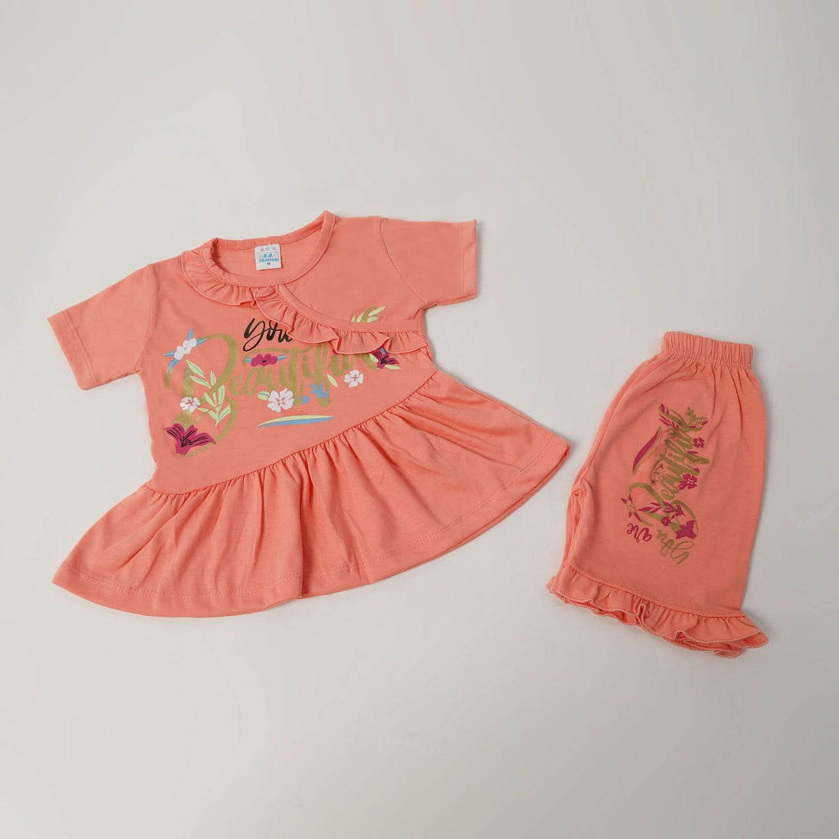 Girls Half Sleeves Suit - Peach, Girls Suits, Chase Value, Chase Value