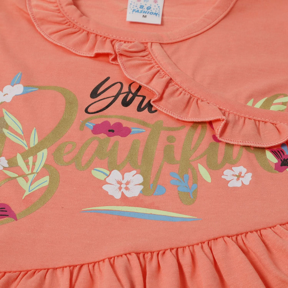 Girls Half Sleeves Suit - Peach, Girls Suits, Chase Value, Chase Value