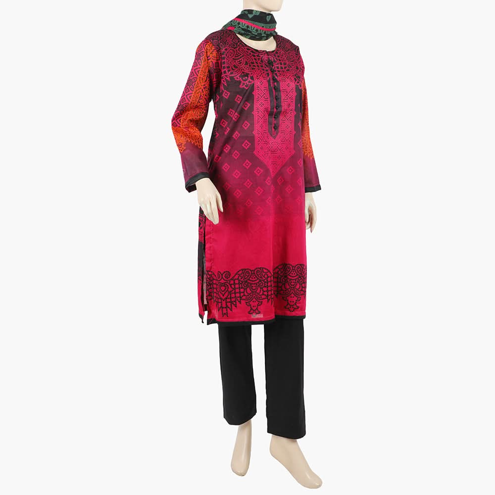 Women's 3Pcs Suit - Dark Pink, Women Shalwar Suits, Chase Value, Chase Value