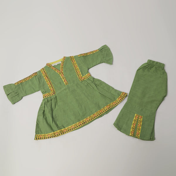 Girls  Embroidered Shalwar Suit - Sea Green