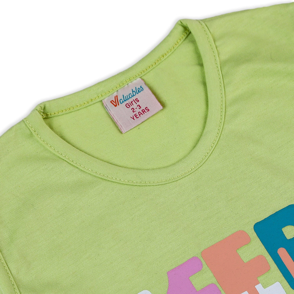 Valuable Girls Sando - Green, Girls T-Shirts, Chase Value, Chase Value
