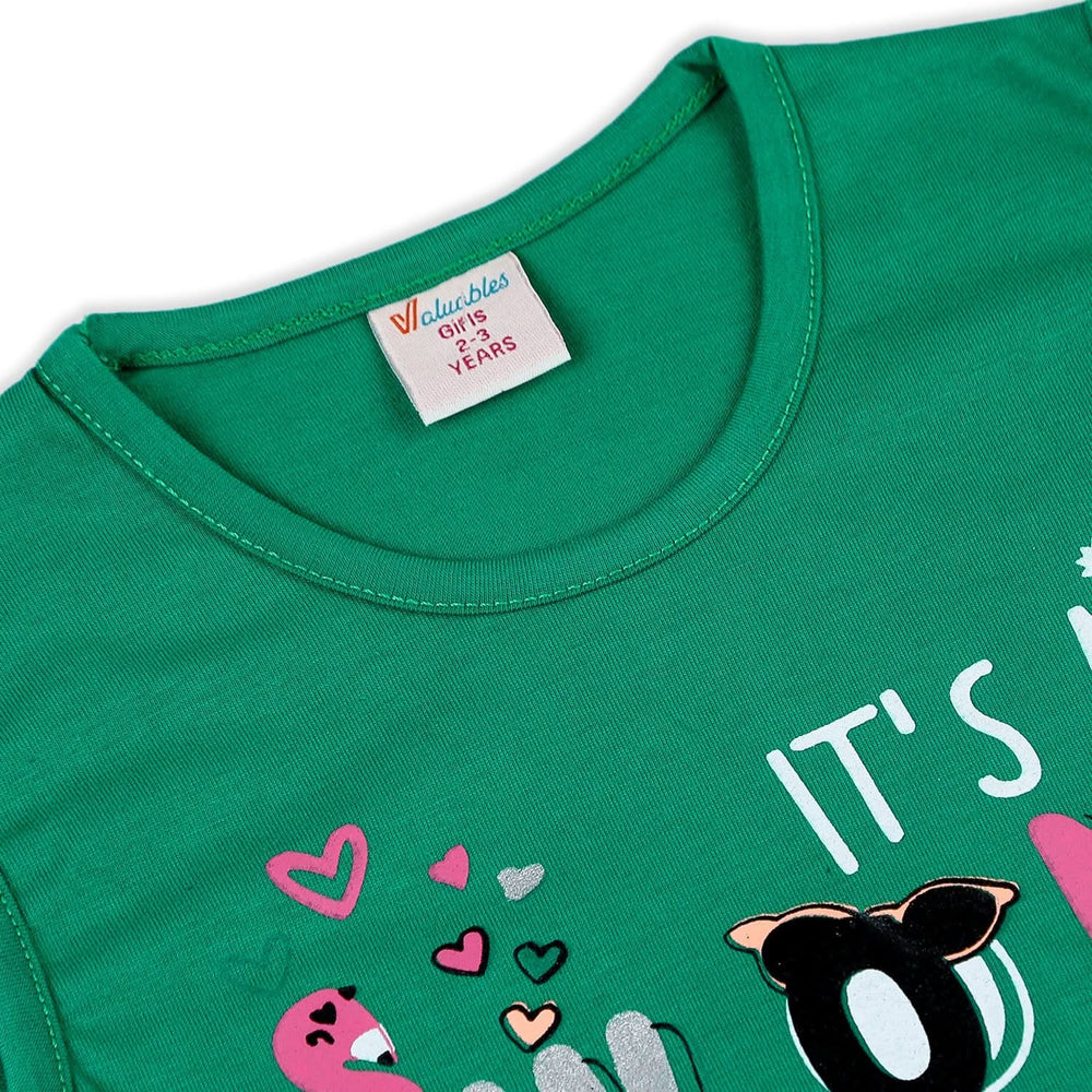 Valuable Girls Sando - Green, Girls T-Shirts, Chase Value, Chase Value