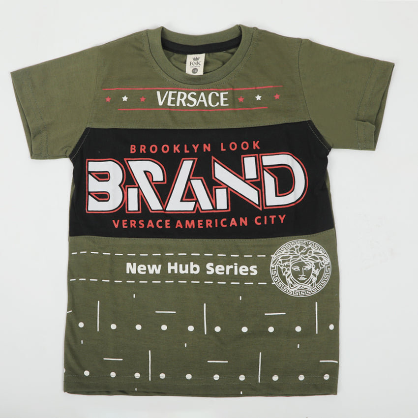 Boys Half Sleeves T-Shirt - Olive Green, Boys T-Shirts, Chase Value, Chase Value