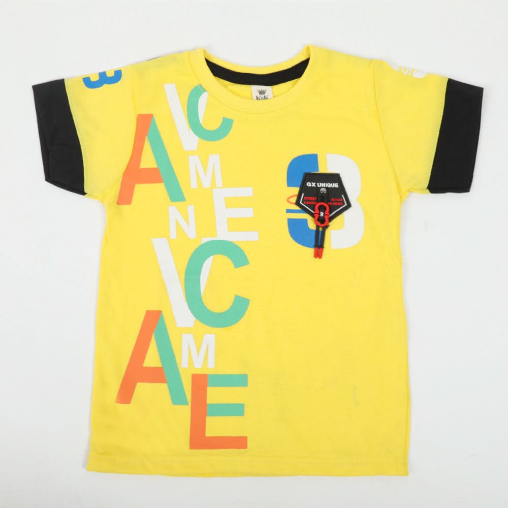 Boys Half Sleeves T-Shirt - Yellow, Boys T-Shirts, Chase Value, Chase Value