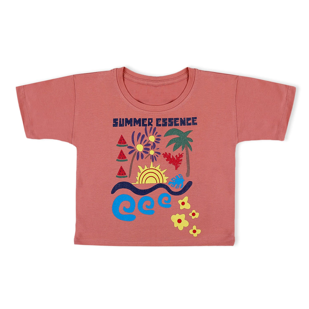 Eminent Girls Half Sleeves T-Shirt - Terra Cott, Girls T-Shirts, Eminent, Chase Value