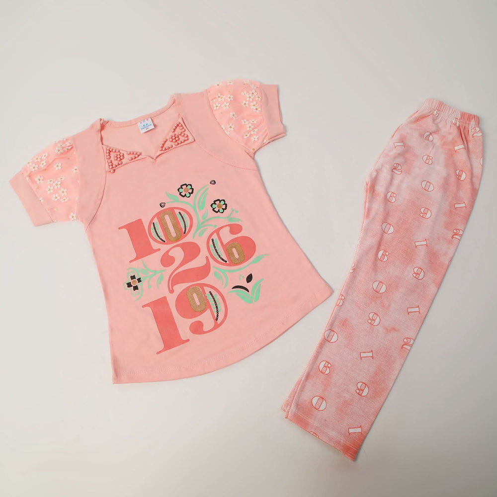 Girls Tight Half Sleeves Suit - Peach, Girls Suits, Chase Value, Chase Value