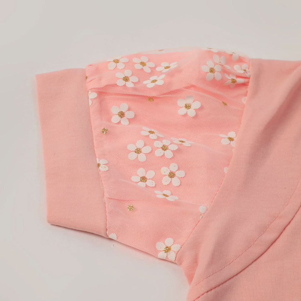 Girls Tight Half Sleeves Suit - Peach, Girls Suits, Chase Value, Chase Value