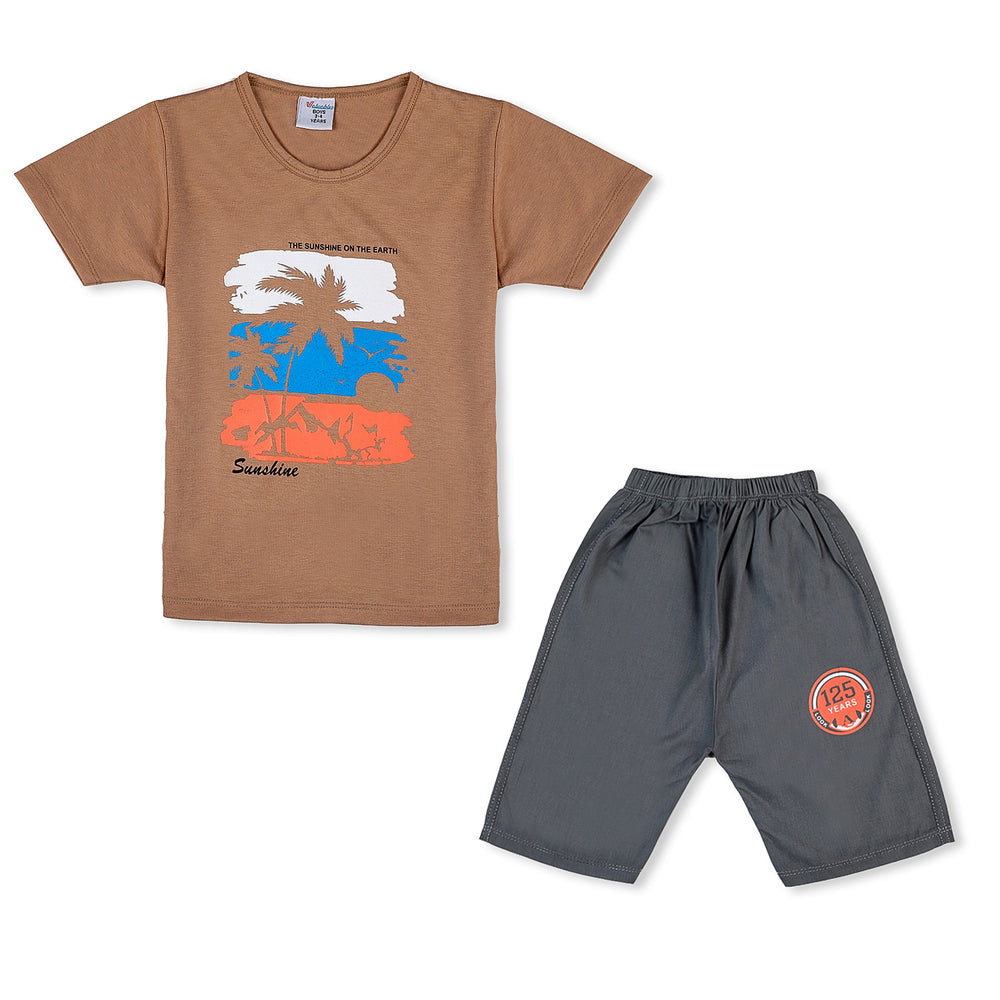 Valuable Boys Half Sleeves Short Suit - Light Brown, Boys Sets & Suits, Chase Value, Chase Value