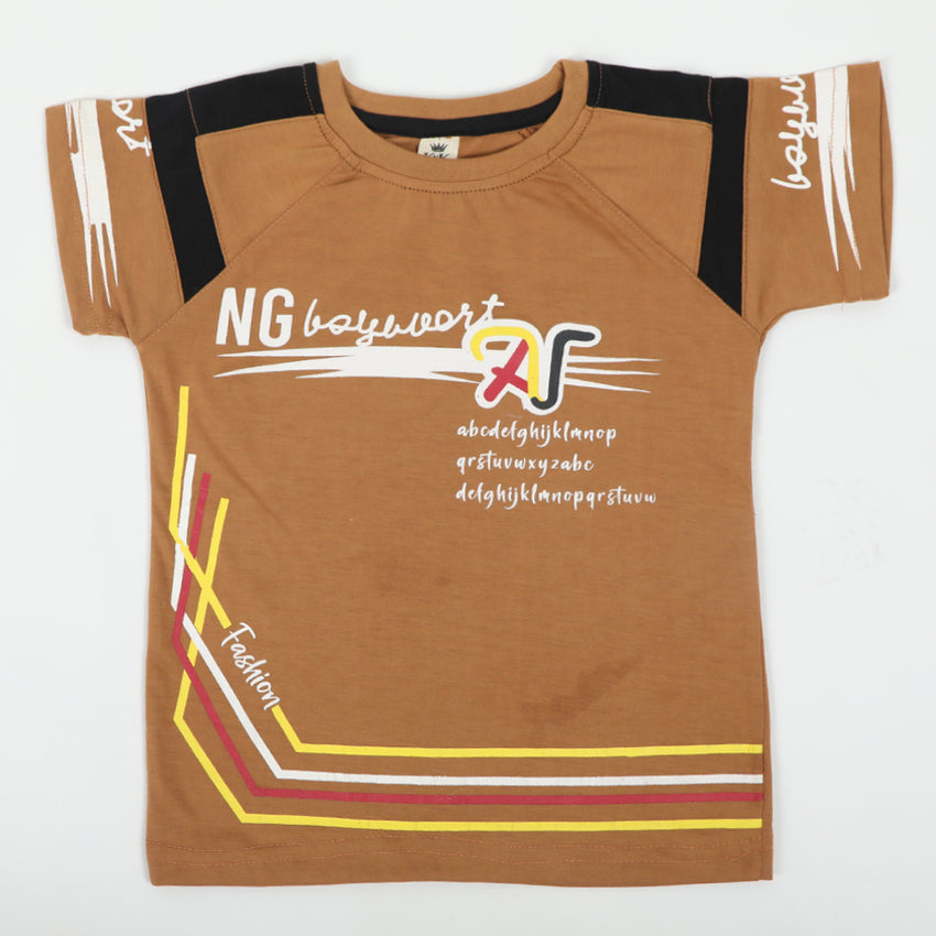 Boys Half Sleeves T-Shirt - Brown, Boys T-Shirts, Chase Value, Chase Value