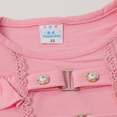 Girls Tight Half Sleeves Suit - Pink