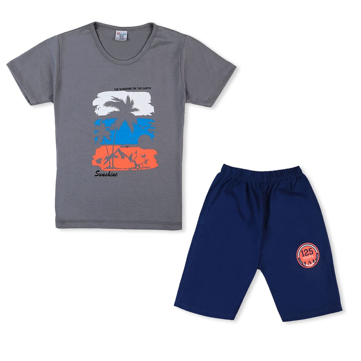 Valuable Boys Half Sleeves Short Suit - Grey, Boys Sets & Suits, Chase Value, Chase Value