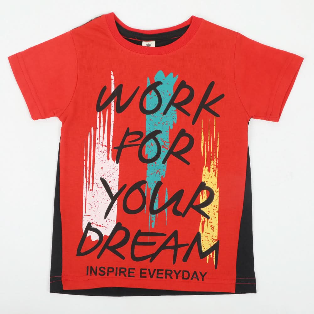 Boys Half Sleeves T-Shirt - Red, Boys T-Shirts, Chase Value, Chase Value