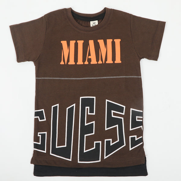 Boys Half Sleeves T-Shirt - Chocolate, Boys T-Shirts, Chase Value, Chase Value