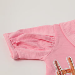 Girls Tight Half Sleeves Suit - Light Pink