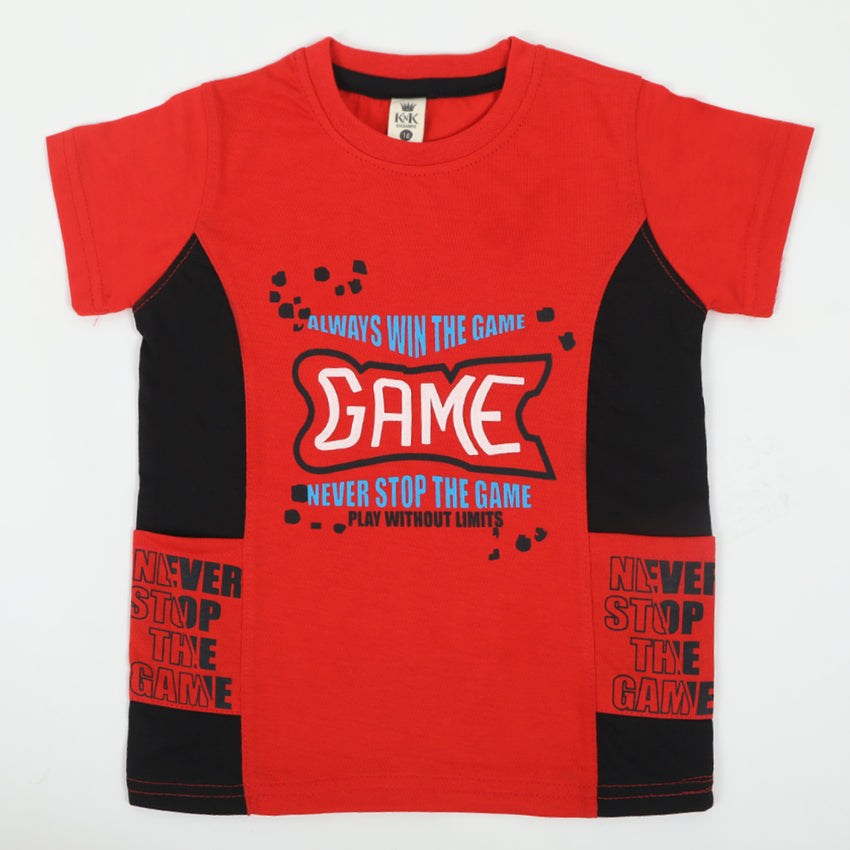 Boys Half Sleeves T-Shirt - Red, Boys T-Shirts, Chase Value, Chase Value