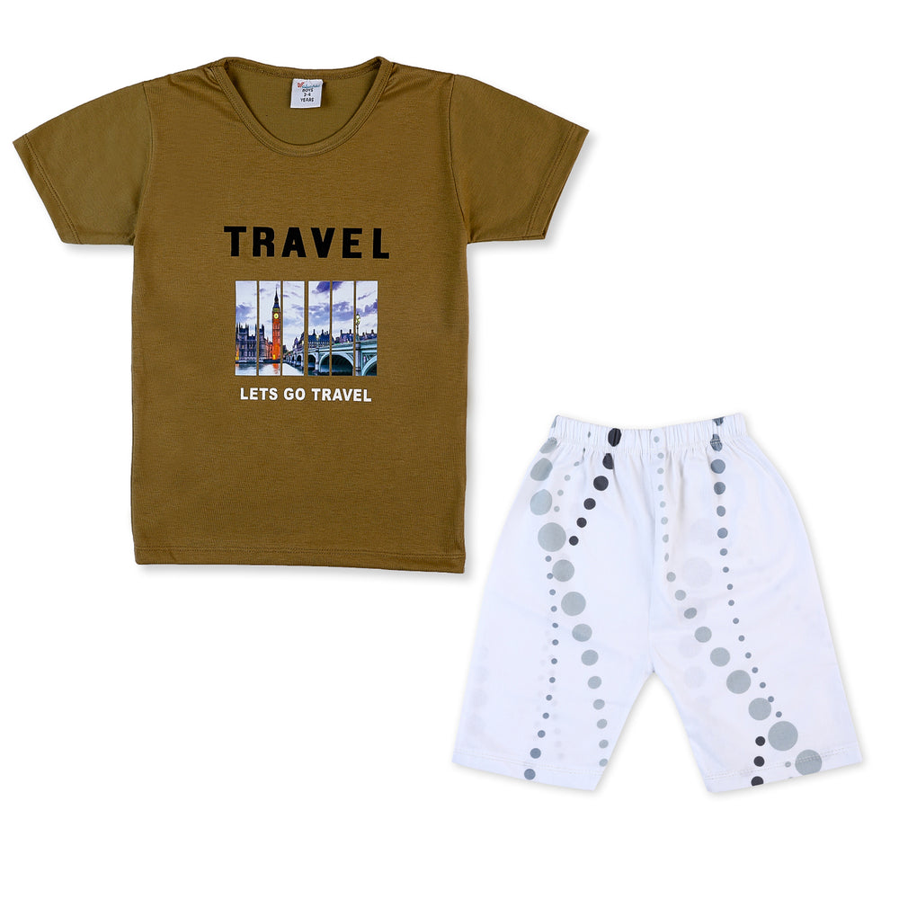 Valuable Boys Half Sleeves Short Suit - Olive Green, Boys Sets & Suits, Chase Value, Chase Value