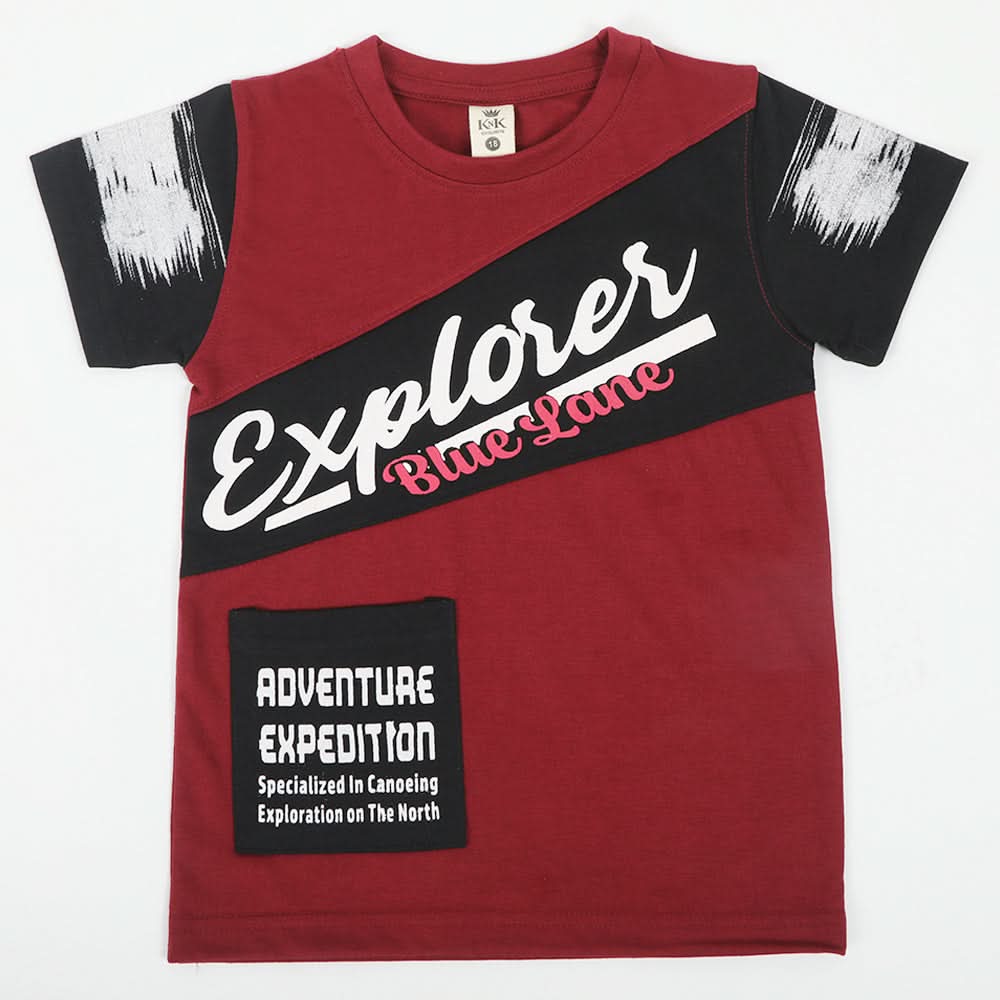 Boys Half Sleeves T-Shirt - Maroon, Boys T-Shirts, Chase Value, Chase Value