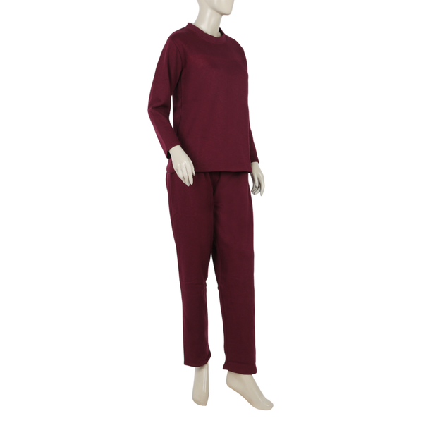 Women Full Sleeves 2pcs Suit - Burgandi