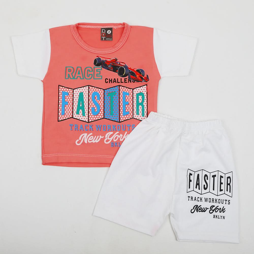 Newborn Boys Half Sleeves Suit - Pink, Newborn Boys Sets & Suits, Chase Value, Chase Value
