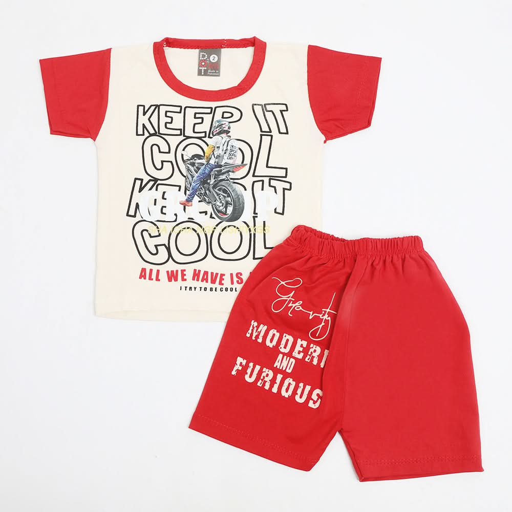 Newborn Boys Half Sleeves Suit - Red, Newborn Boys Sets & Suits, Chase Value, Chase Value