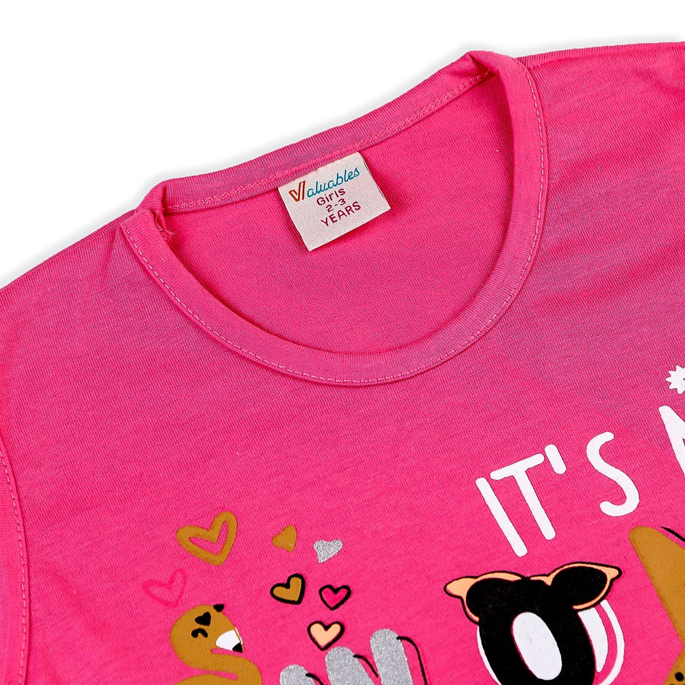 Valuable Girls Sando - Pink, Girls T-Shirts, Chase Value, Chase Value