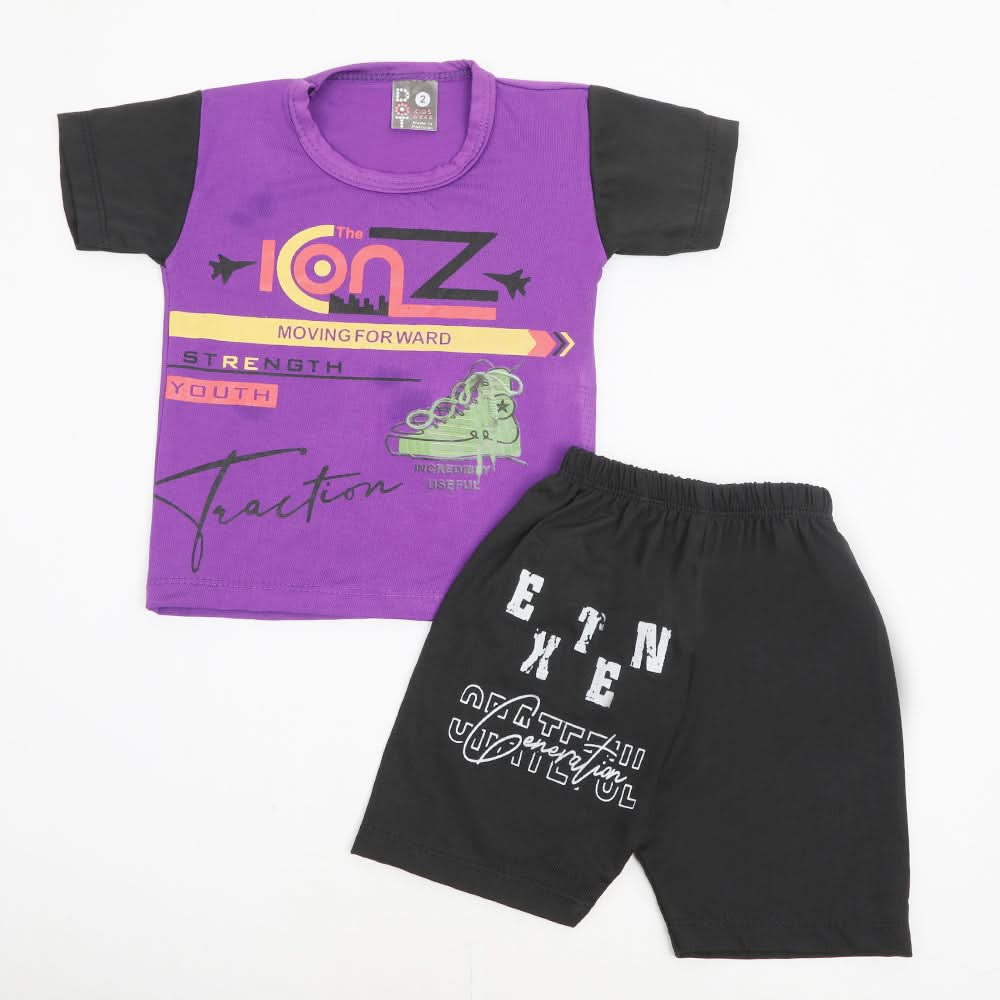 Newborn Boys Half Sleeves Suit - Purple, Newborn Boys Sets & Suits, Chase Value, Chase Value