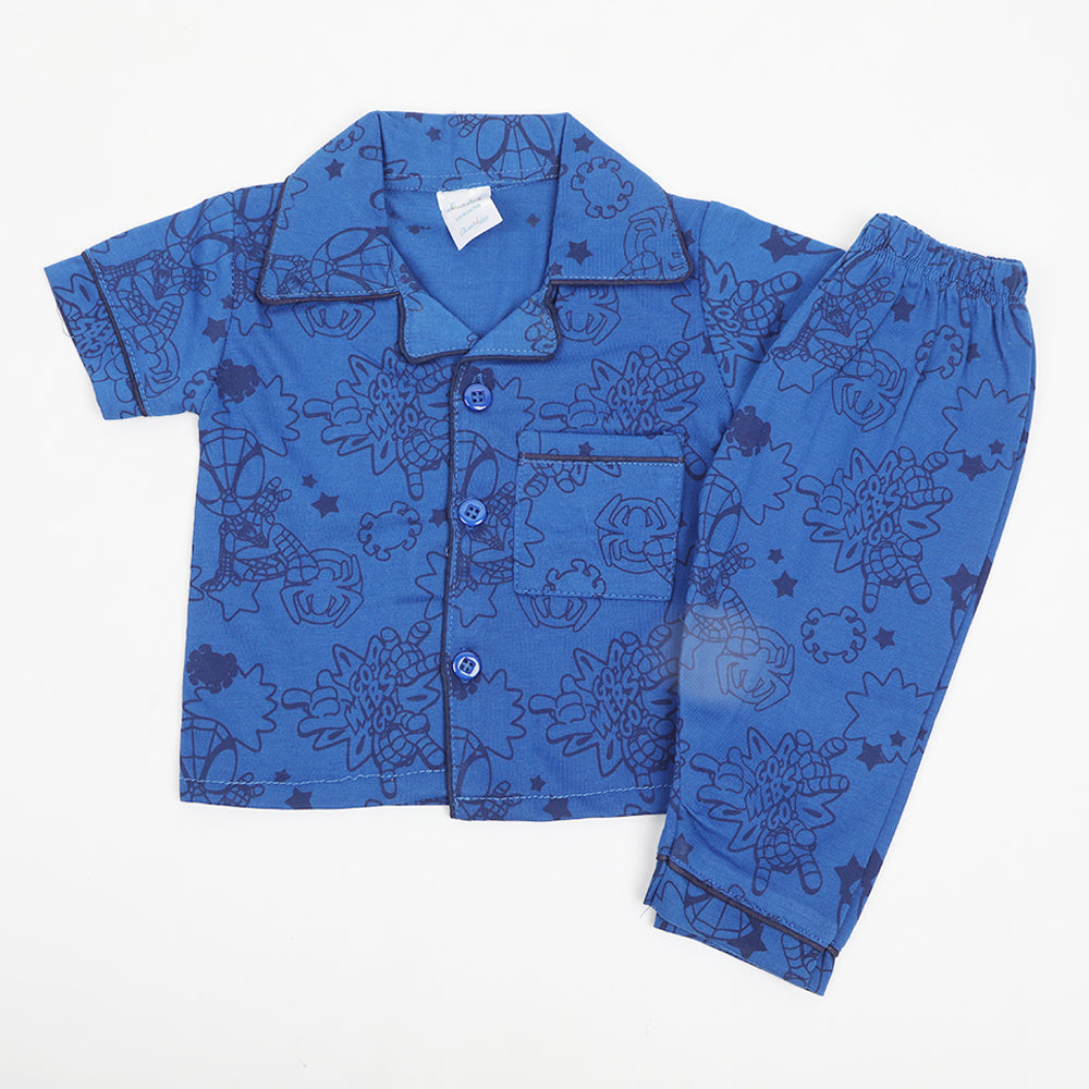 Newborn Boys Half Sleeves Night Suit - Dark Blue, Newborn Boys Sets & Suits, Chase Value, Chase Value