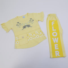 Girls Tight Half Sleeves Suit - Lemon
