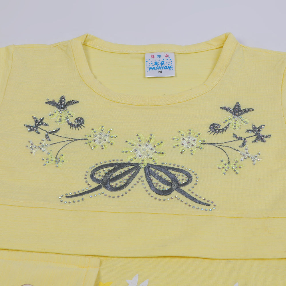 Girls Tight Half Sleeves Suit - Lemon, Girls Suits, Chase Value, Chase Value