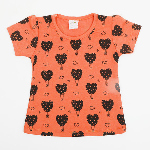 Newborn Girls T-Shirt - Peach