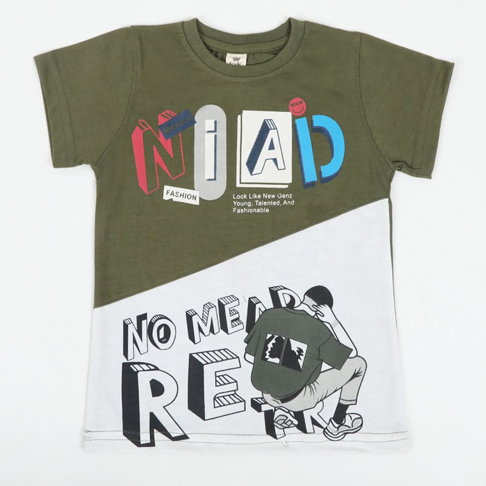 Boys Half Sleeves T-Shirt - Olive Green, Boys T-Shirts, Chase Value, Chase Value