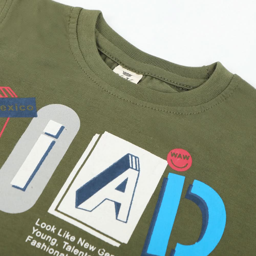 Boys Half Sleeves T-Shirt - Olive Green, Boys T-Shirts, Chase Value, Chase Value