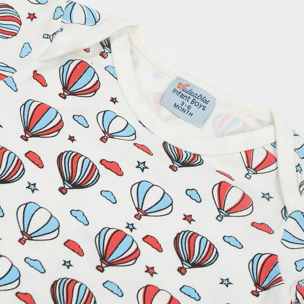 Newborn Boys Half Sleeves Body Romper - White, Newborn Boys Rompers, Chase Value, Chase Value