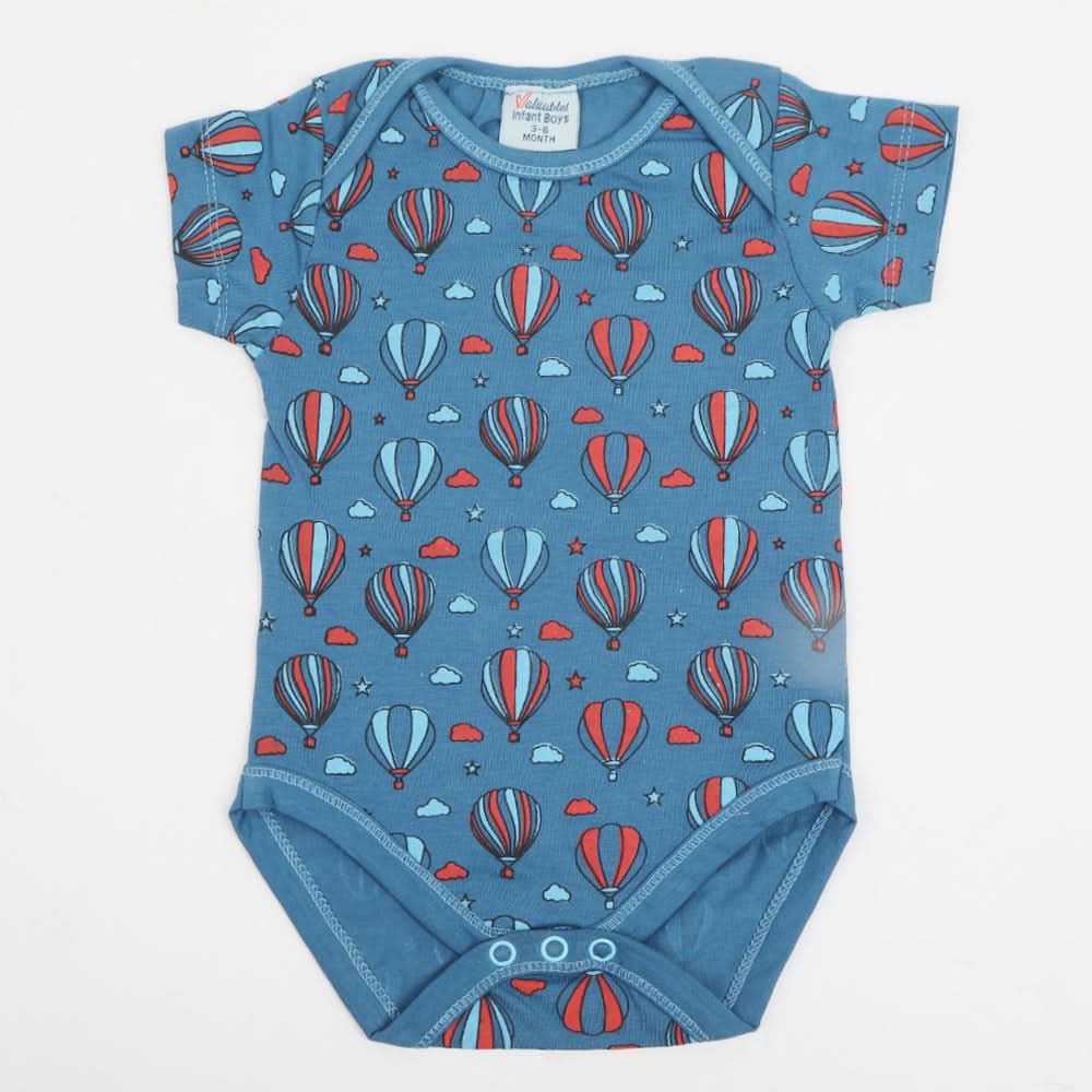 Newborn Boys Half Sleeves Body Romper -  Steel Blue, Newborn Boys Rompers, Chase Value, Chase Value