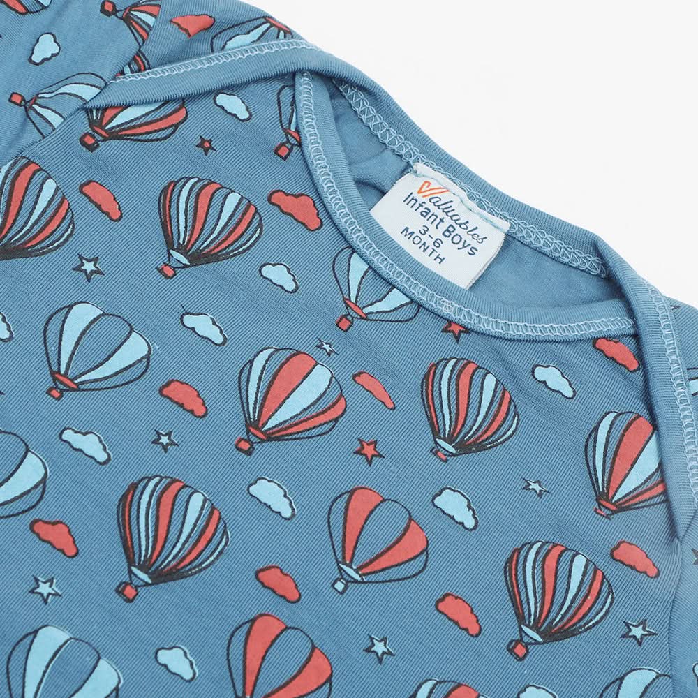 Newborn Boys Half Sleeves Body Romper -  Steel Blue, Newborn Boys Rompers, Chase Value, Chase Value