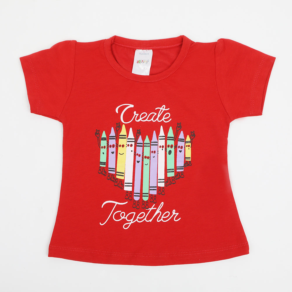 Newborn Girls T-Shirt - Red, Newborn Girls T-Shirts, Chase Value, Chase Value