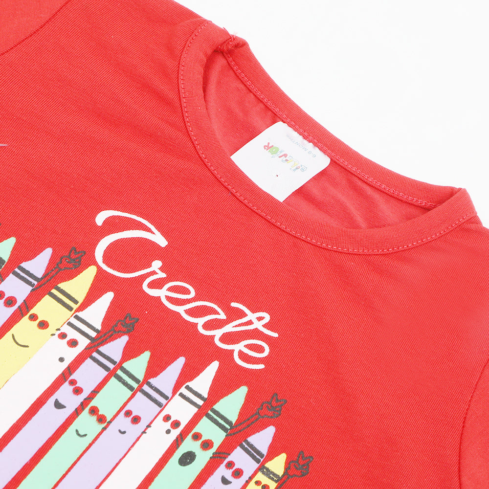 Newborn Girls T-Shirt - Red, Newborn Girls T-Shirts, Chase Value, Chase Value