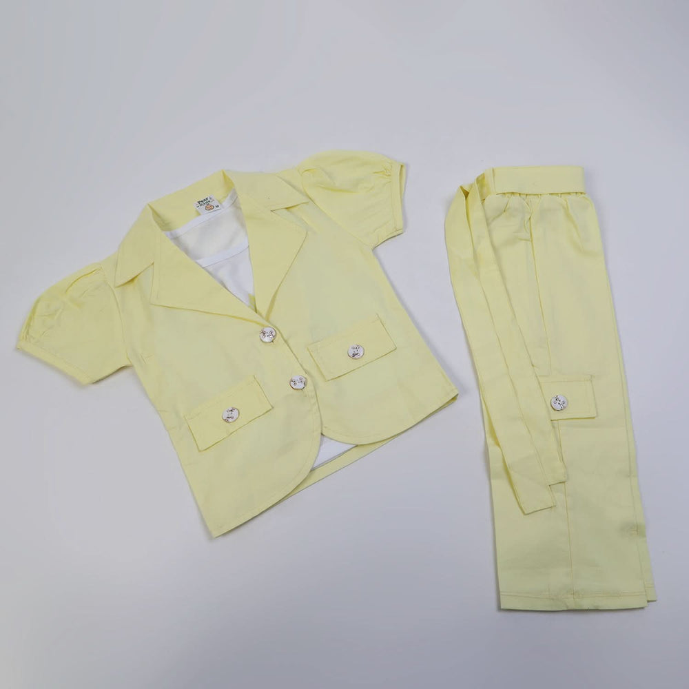 Girls Cotton Half Sleeves Suit - Lemon, Girls Suits, Chase Value, Chase Value