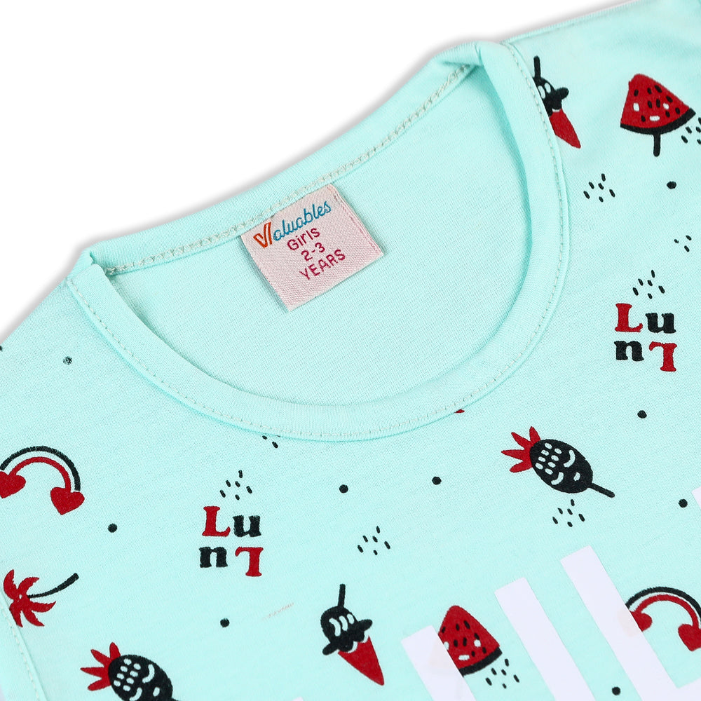 Valuable Girls Sando - Cyan, Girls T-Shirts, Chase Value, Chase Value